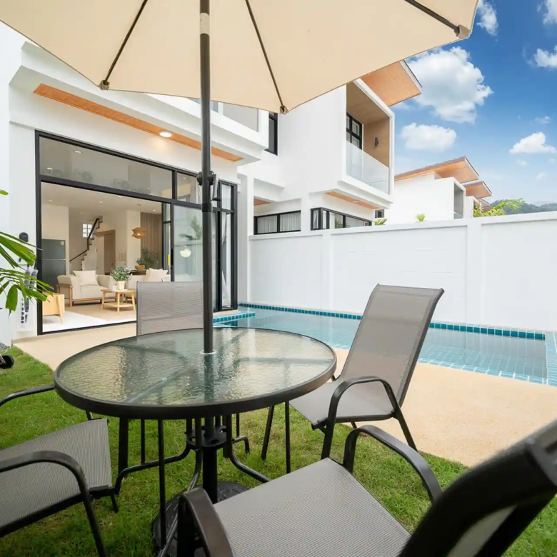 Goldena City Gems Kamala outdoor dining set beside private pool