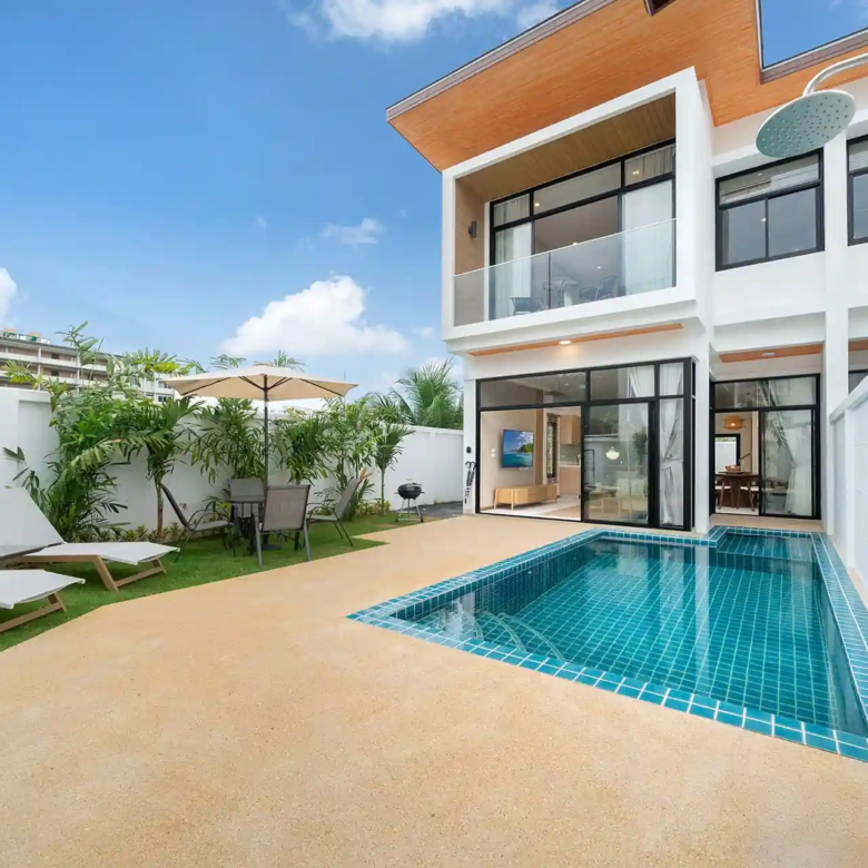 Goldena City Gems Kamala poolside sunbeds and modern patio
